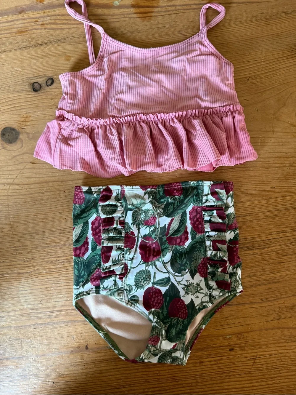 Kids Floral Ruffle Swim Bottoms and Tops - 5-piece lot, size 4/5